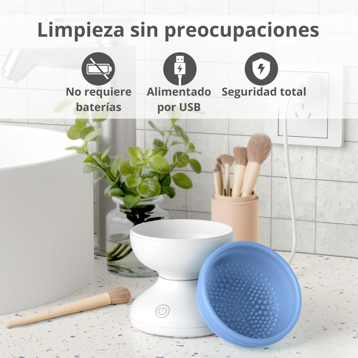 Máquina limpiadora de brochas de maquillaje