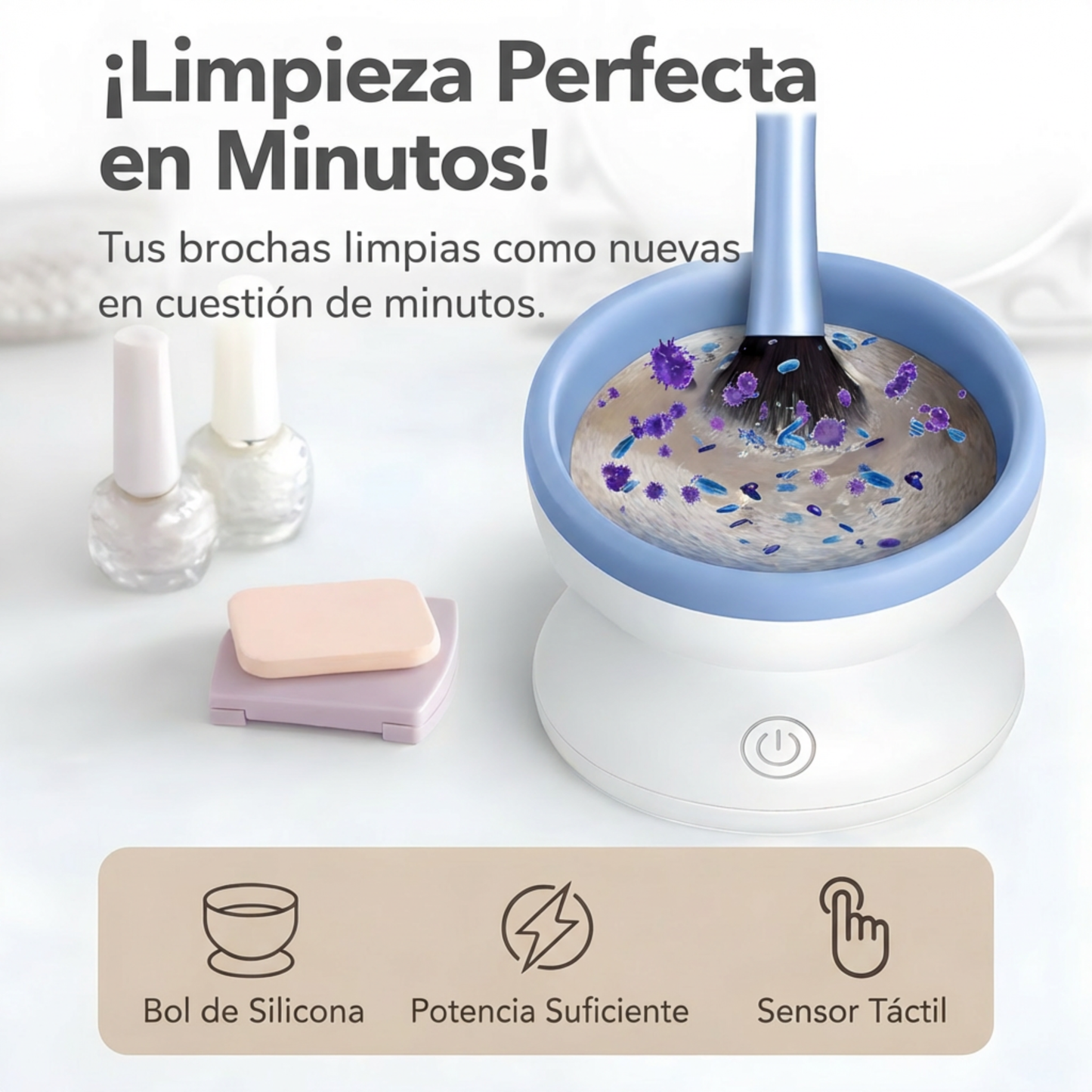 Máquina limpiadora de brochas de maquillaje